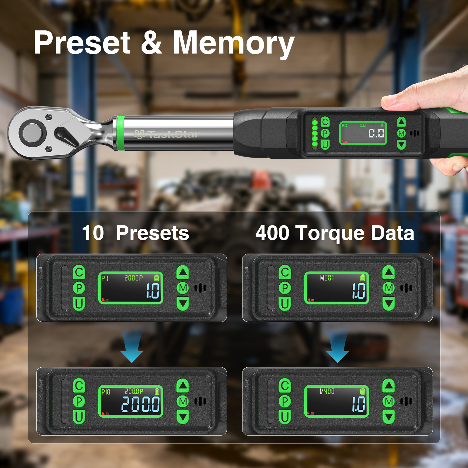Taskstar 3/8" Digital Torque Wrench 0–220 Nm/0–162 ft-lbs Electric Torque Wrench