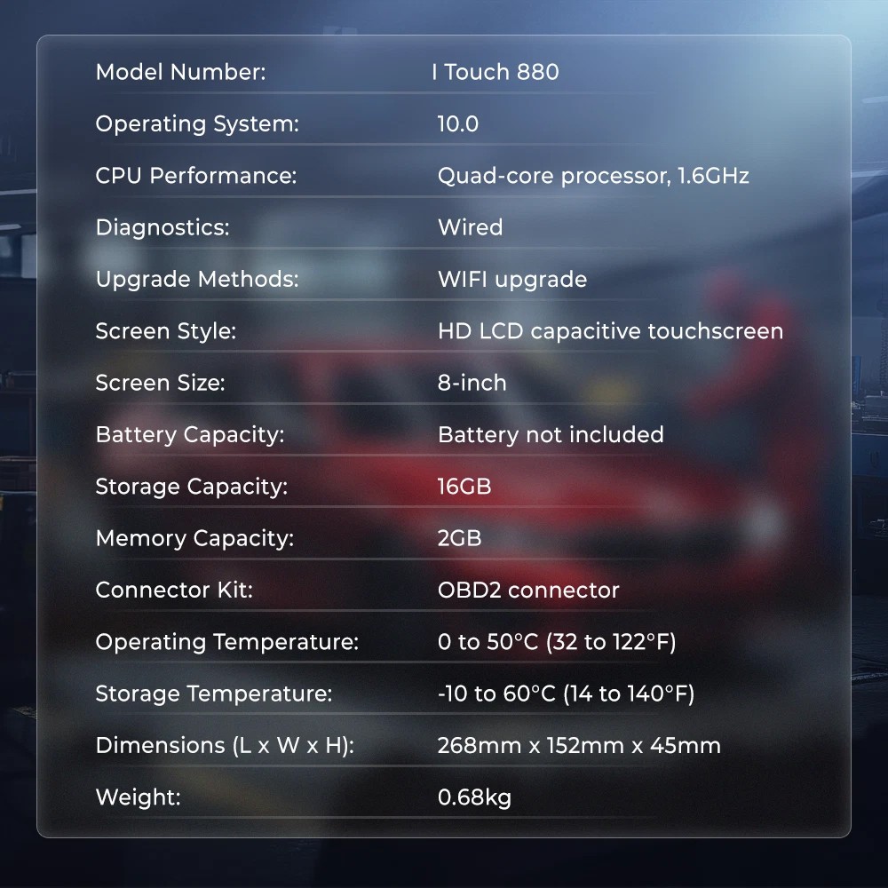 BOSSCOMM iTouch 880 OBD2 Scanner Full System Diagnostic Tool 8+HOT Reset Service