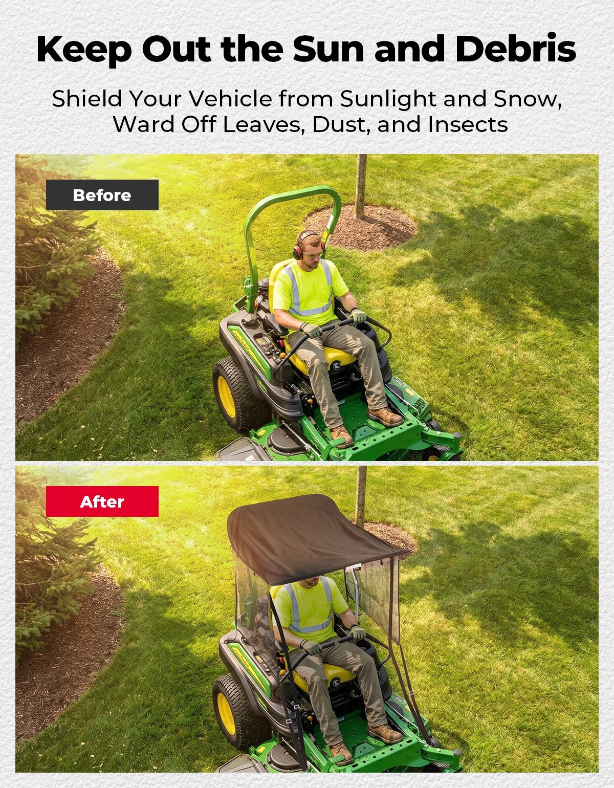 KEMIMOTO Sun Shade Canopy For Zero Turn Lawn Mower For John Deere Cub Cadet Troy