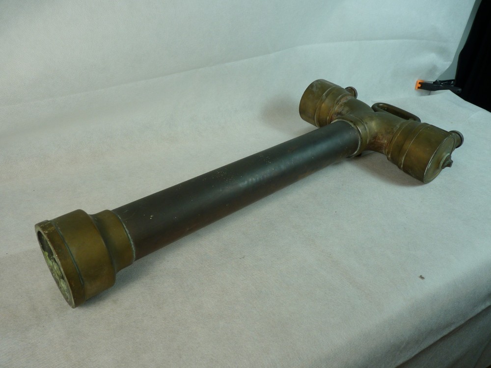 LARGE ANTIQUE SOLID BRASS FIRE BRIGADE HYDRANT STANDPIPE 29" TALL- COLLECTABLE