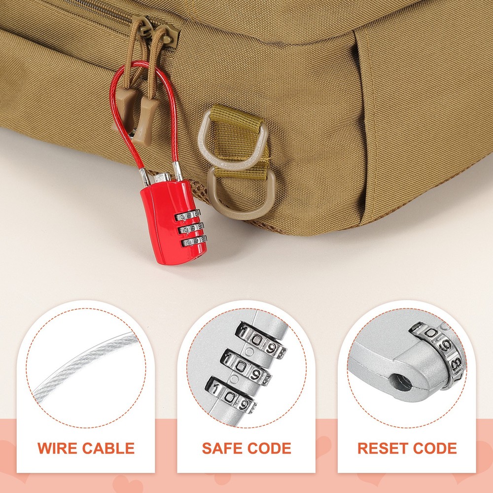 2 Pcs 3 Digit Luggage Cable Combination Lock with 5" Long Cable, Silver