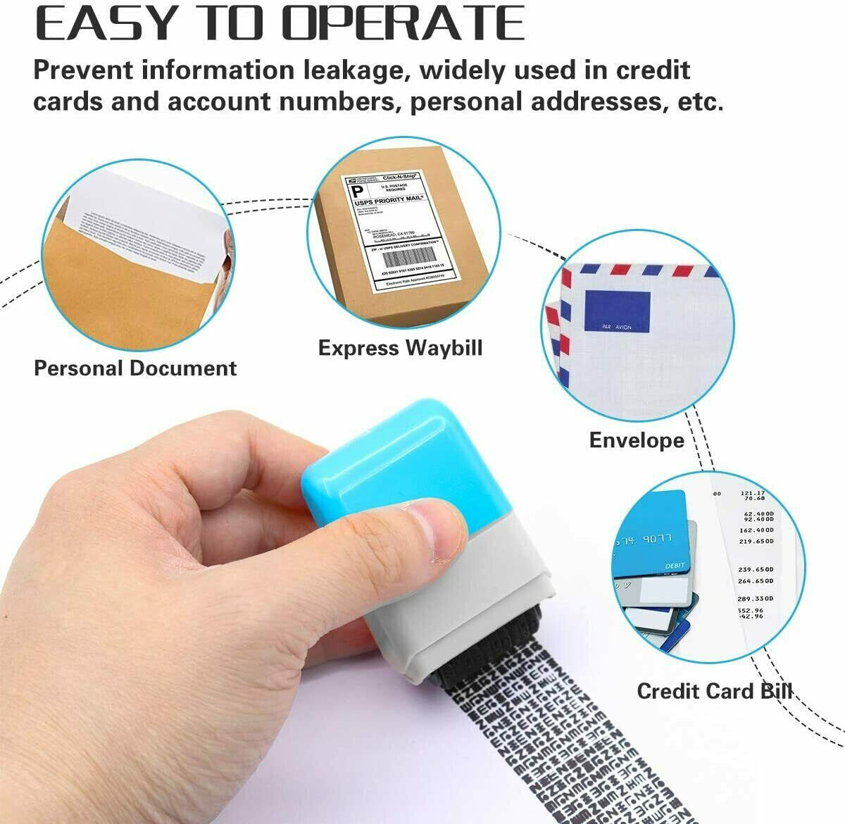 2PCS Identity Theft Protection Roller Stamp Guard ID Privacy Confidential Data