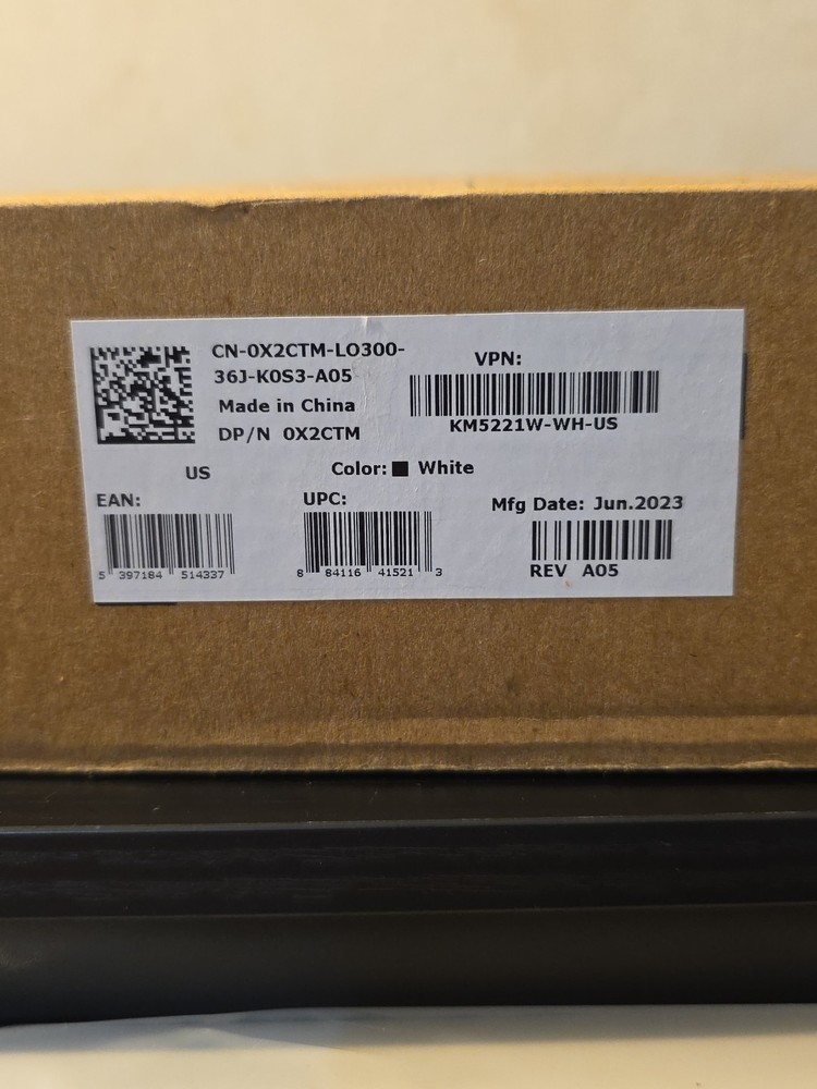 NEW - Dell KM5221W Wireless Combo Keyboard & Mouse WHITE