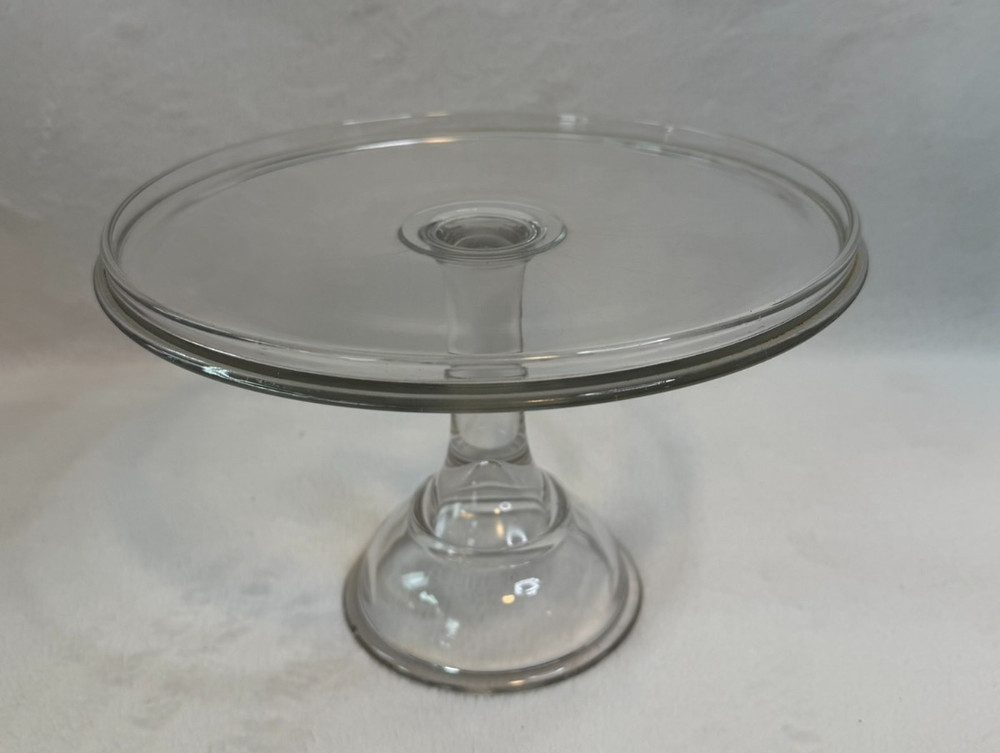 Clear Glass Pedestal Cake Stand Round Raised Plate Display Server