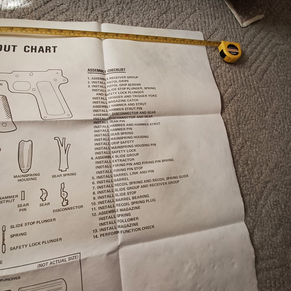 US Army .45 caliber pistol layout chart