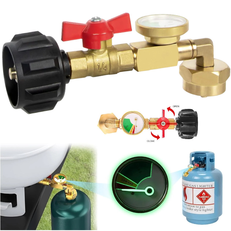 1Lb To 20Lb Tank Propane Refill Adapter With Gauge And ON-Off Control Valve US