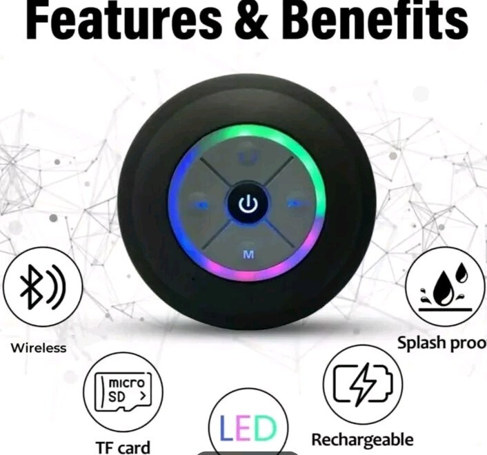 Portable Speaker System Red Color - Wireless - Rechargeable - 7 Color LED