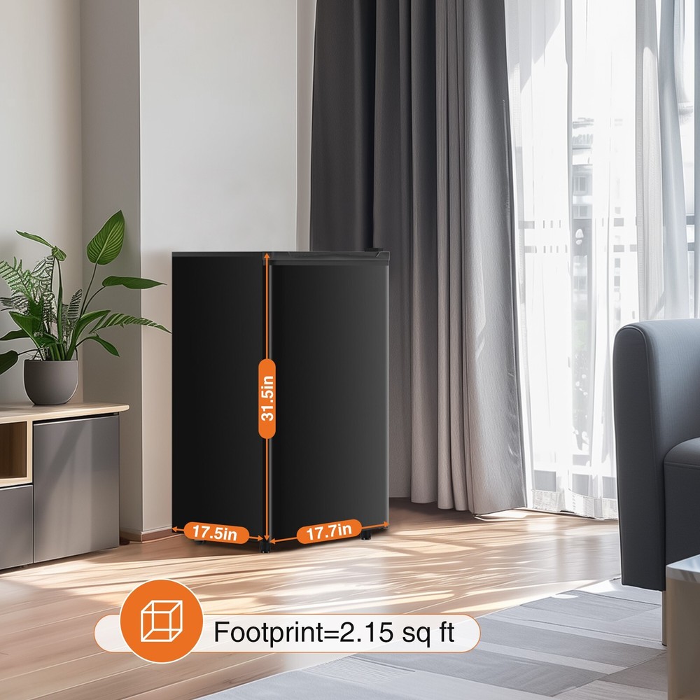 Quiet Compact Mini Fridge with Freezer Compartment, Single Door Design