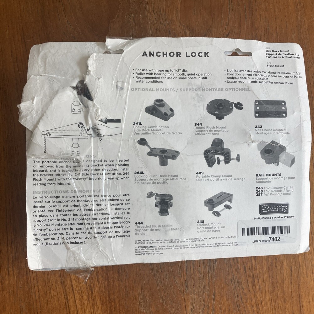 Scotty Anchor Lock #276 Side Deck Mount