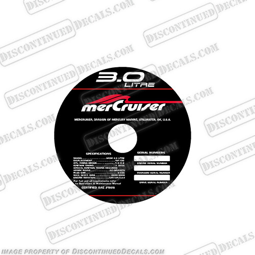 Fits Mercruiser 3.0 Litre Flame Arrestor Decal Kit
