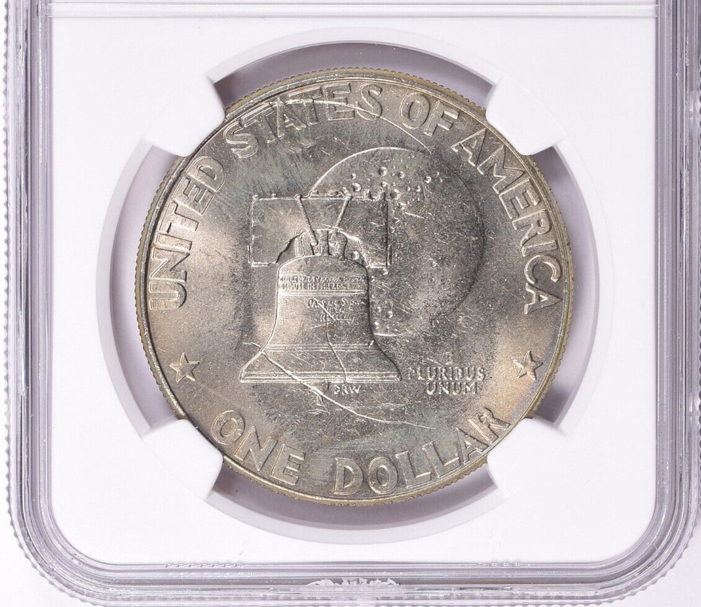 1976-D Eisenhower Dollar IKE NGC MS-65 Reverse Struck Thru Mint Error Through