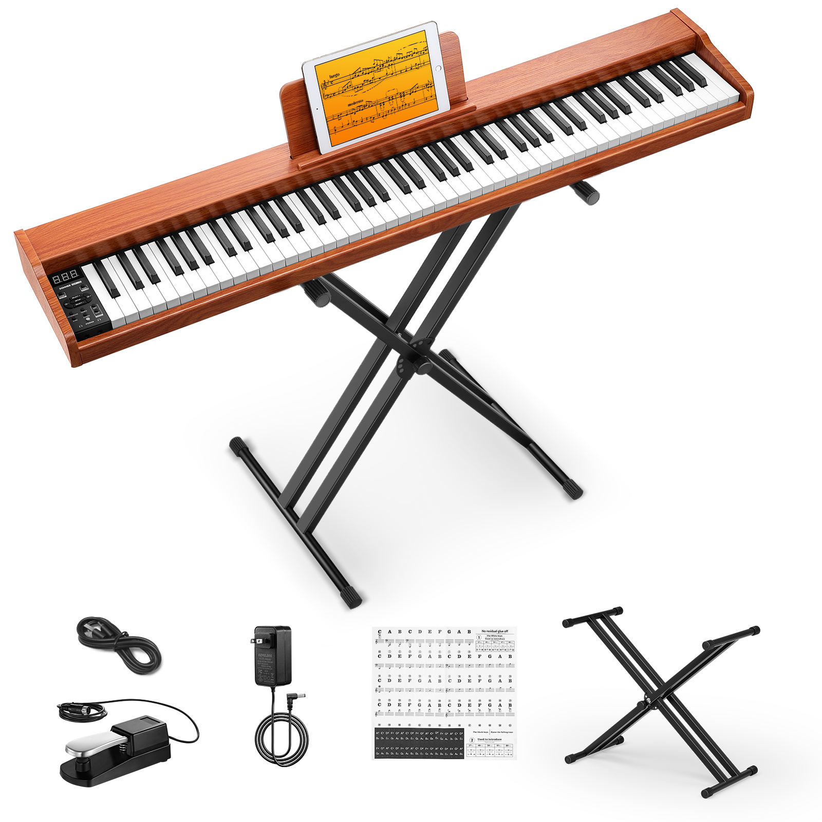 Donner DEP-1S Digital Piano Keyboard with Stand, Sustain Pedal
