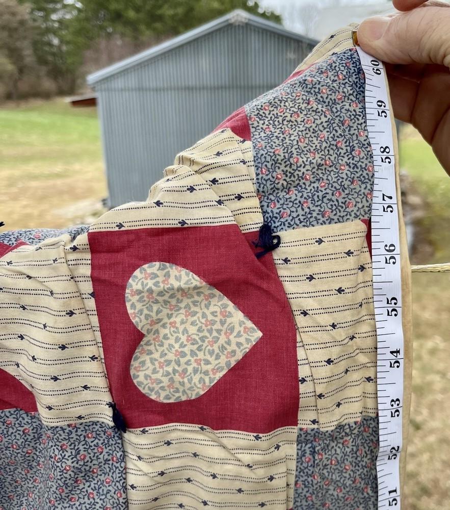 Americana Patchwork Quilt Heart Star Block Pattern Local Sheared Wool Filled SEE