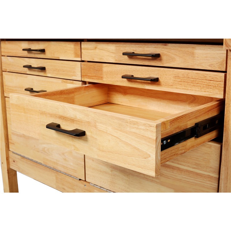 62-1/2" Solid Rubber Wood Workbench Work Table w/8 Drawers &Integrated Wood Vise
