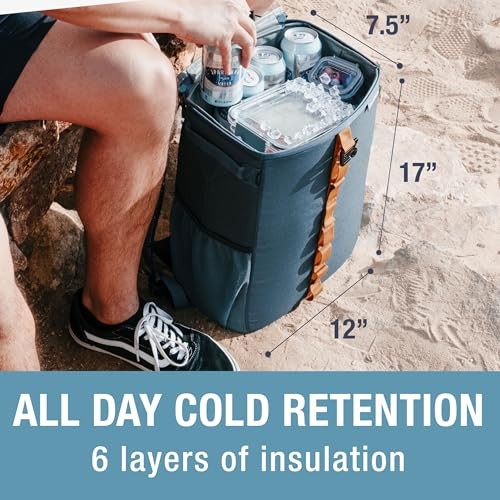 Collapsible Backpack Cooler, 24 Can Insulated Backpack Cooler, Soft Sided