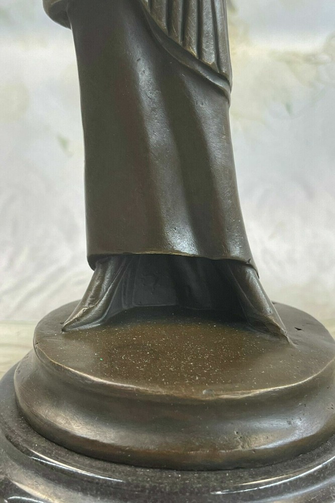 Young Lady Cautiously Posing Signed Original Figurine Bronze Sculpture Artwork