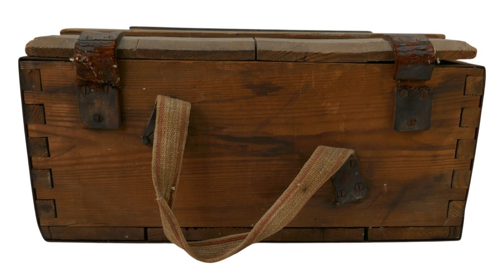Captured WWII German Wood Ammo Crate Used By GI To Ship Home