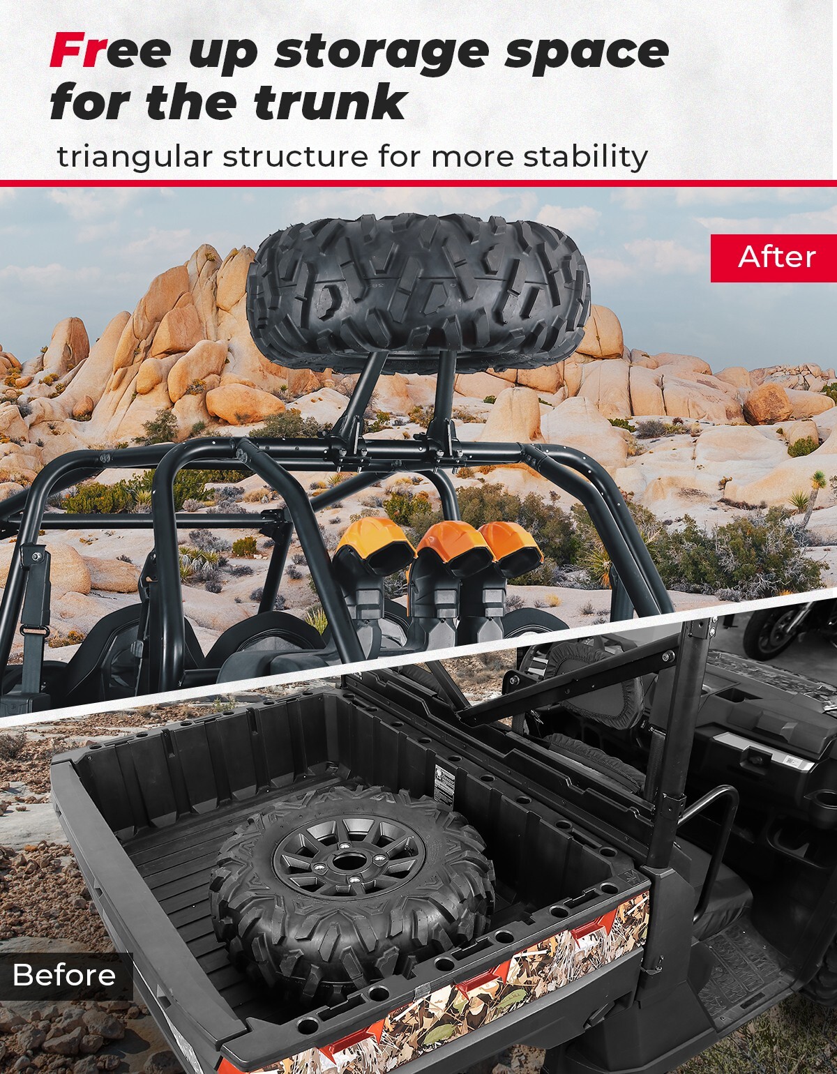 UTV Tire Carrier Mount Rack Holder Bracket for Polaris RZR XP 900 1000 570 800