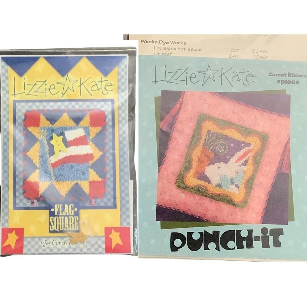 Lizzie Kate Flag Square Punch Needle and Carrot Kisses Punch-It 2 Patterns