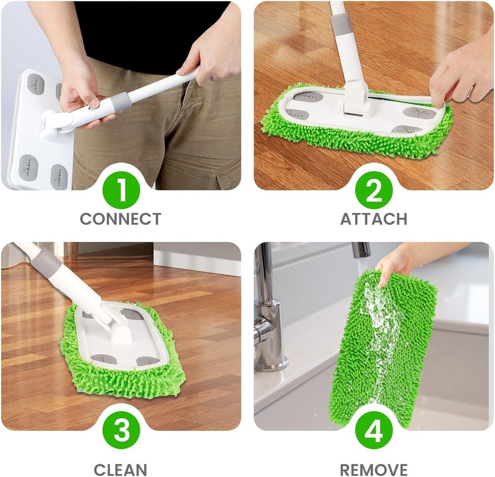 Lightweight Microfiber Sweeper Kit for Deep Cleaning Hardwoods, Tiles, Laminate