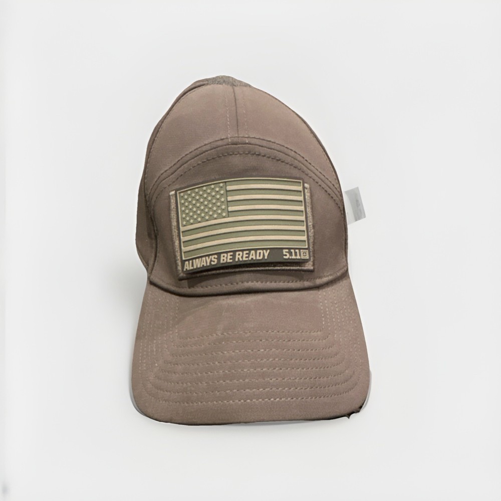 5.11 Tactical Brown Ball Cap American Flag Patch Always Be Ready Hat Adjustable