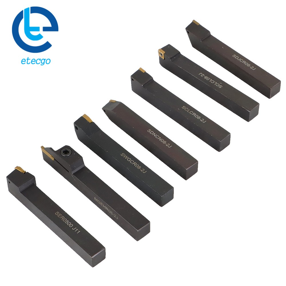 1/2" Lathe Turning Tools+Indexable Carbide Inserts With Storage Box 7Pcs