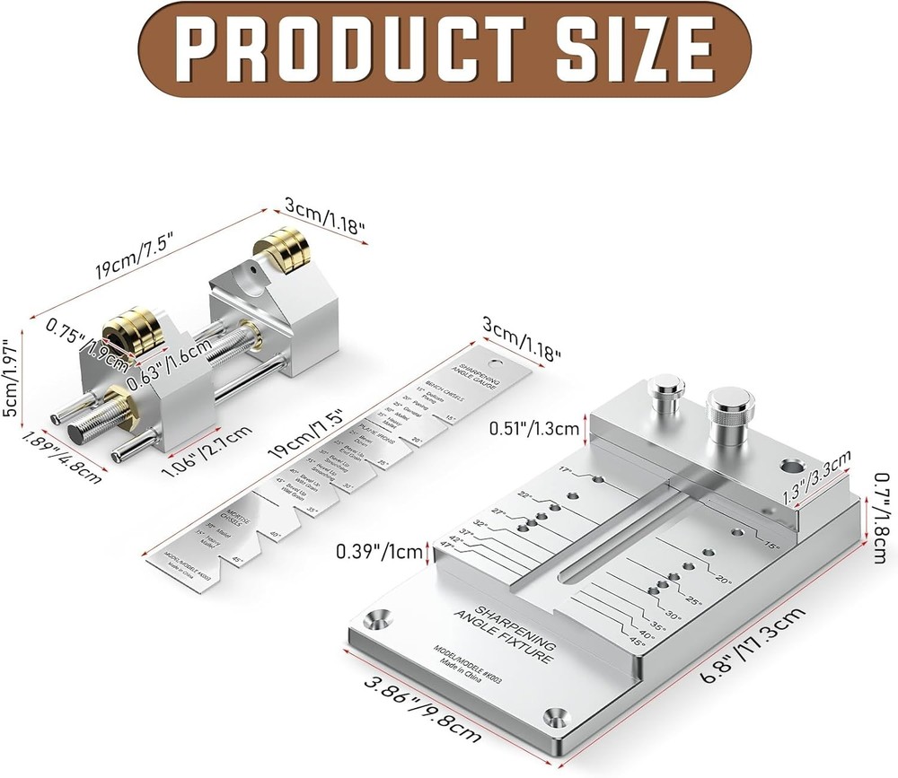 Chisel Sharpening Jig Kit, Adjustable Angle Fixture Gauge for Woodworking Planes