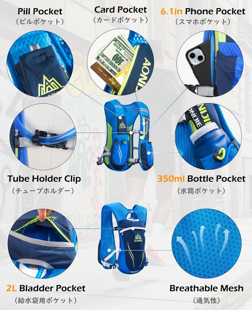 TRIWONDER Hydration Backpack 5.5L Hydration Pack Water Backpack Hydration Ves...