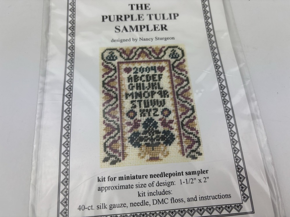 Threads Through Time The Purple Tulip Sampler Needlepoint Pattern Kit 6S