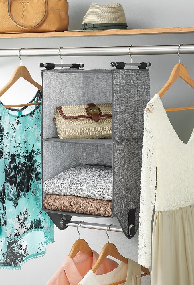 Whitmor 2-Section Closet Organizer - Crosshatch Gray GRAY
