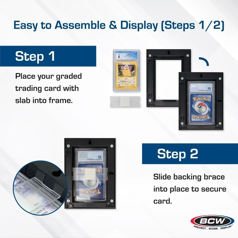 BCW Wall Mountable Interlocking Graded Card Display Frames Black New