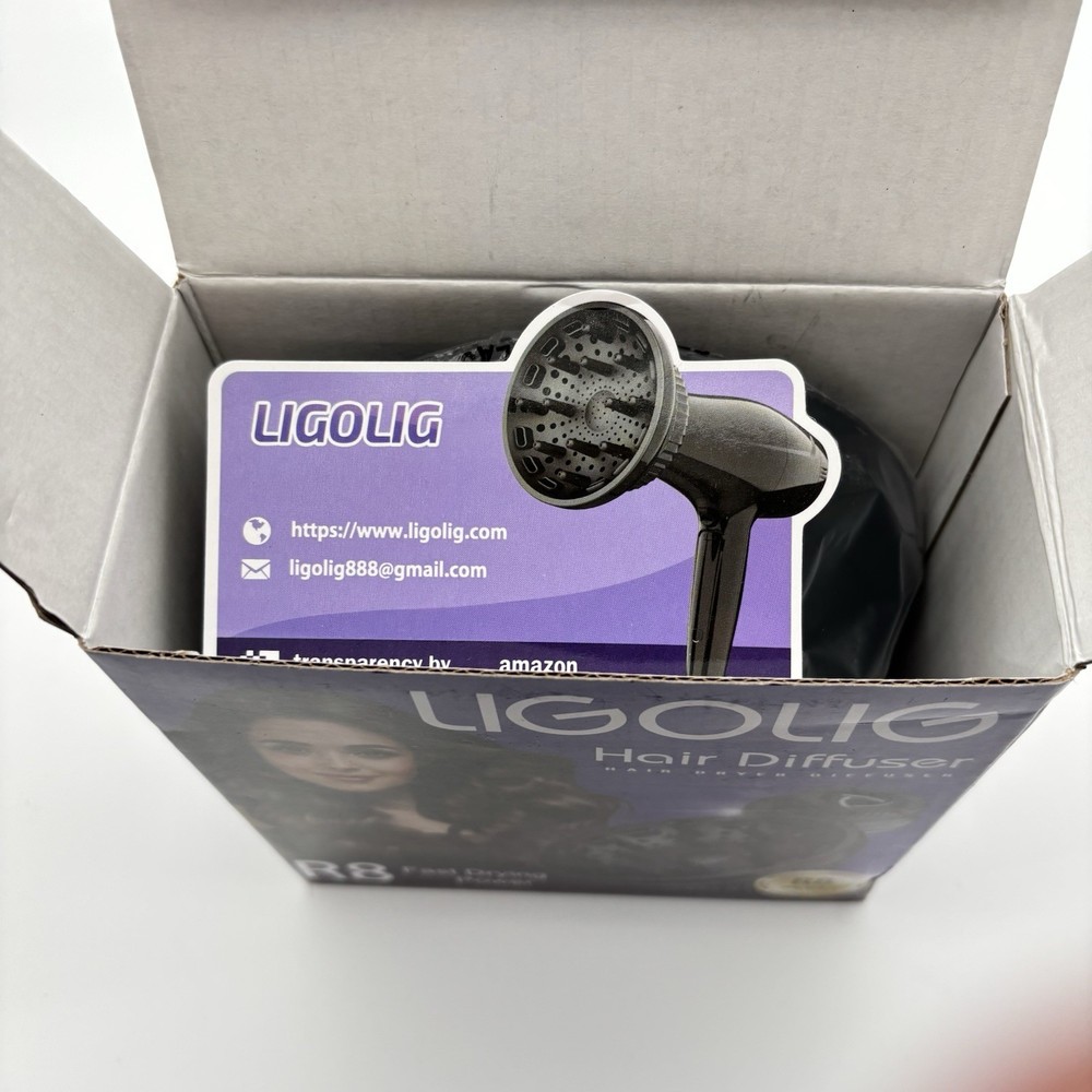 LIGOLIG Hair Diffuser. Black. New In Open Box.