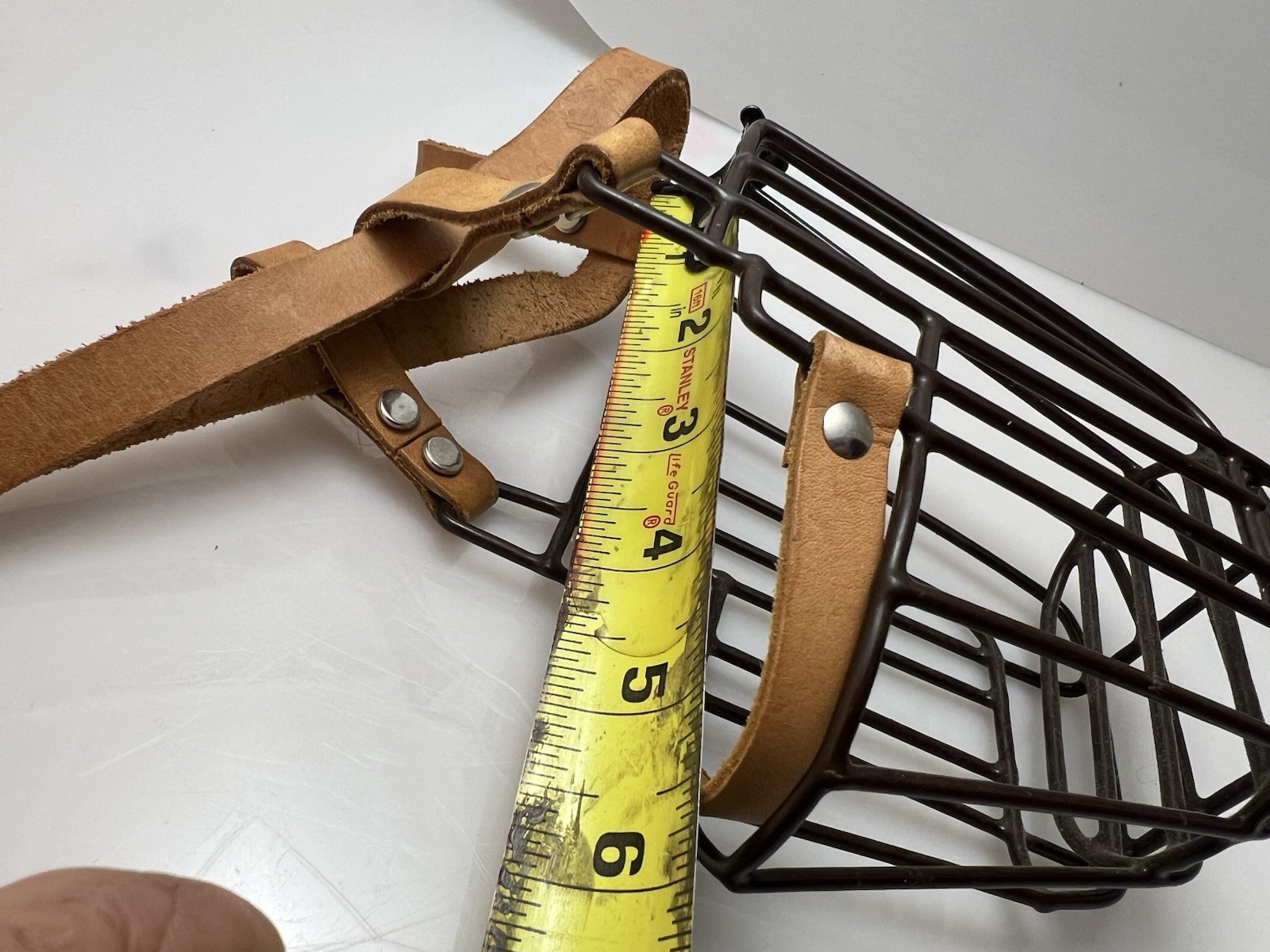 German Shepherd Dog Muzzle Metal Basket M-L Dogs Adjustable Metal Leather