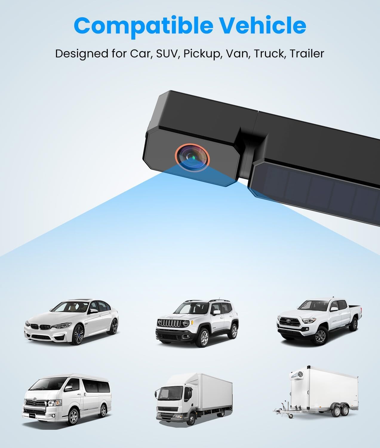 AUTO-VOX Solar Wireless Backup Camera 5" 1080P Monitor+ 1/2PCS Rear View Cameras