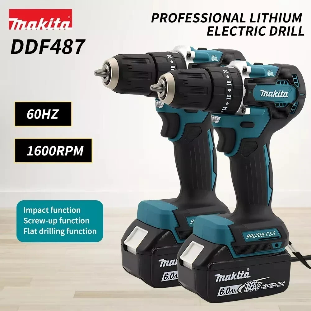 Makita DDF487 18V Screwdriver Cordless Percussion Drill Electric Variable Speed