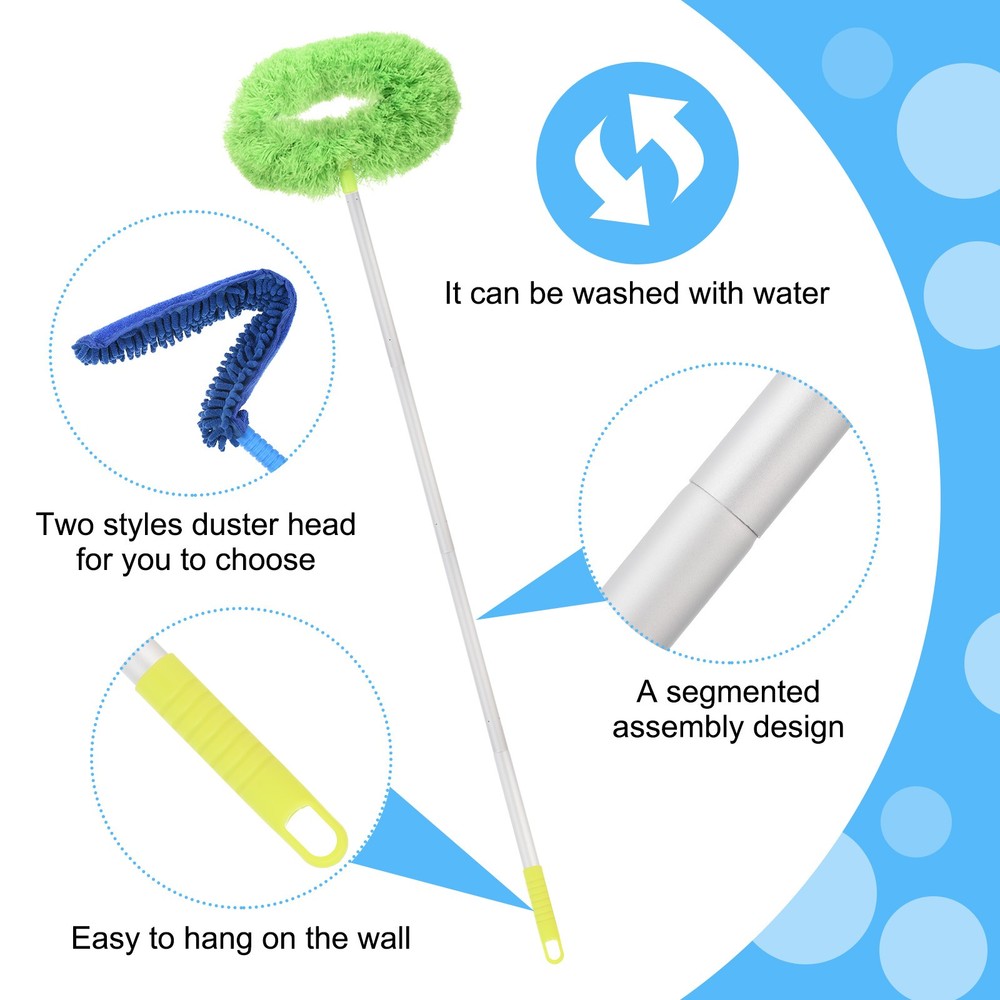 Ceiling Fan Cleaner Duster 12.9" to 59" Microfiber Clean Tool Extendable Green