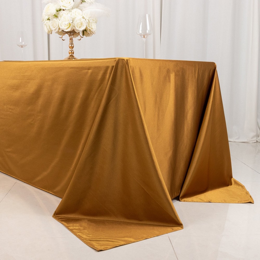90" x 132"GOLD Scuba Polyester Rectangular TABLECLOTH Party Events Decorations