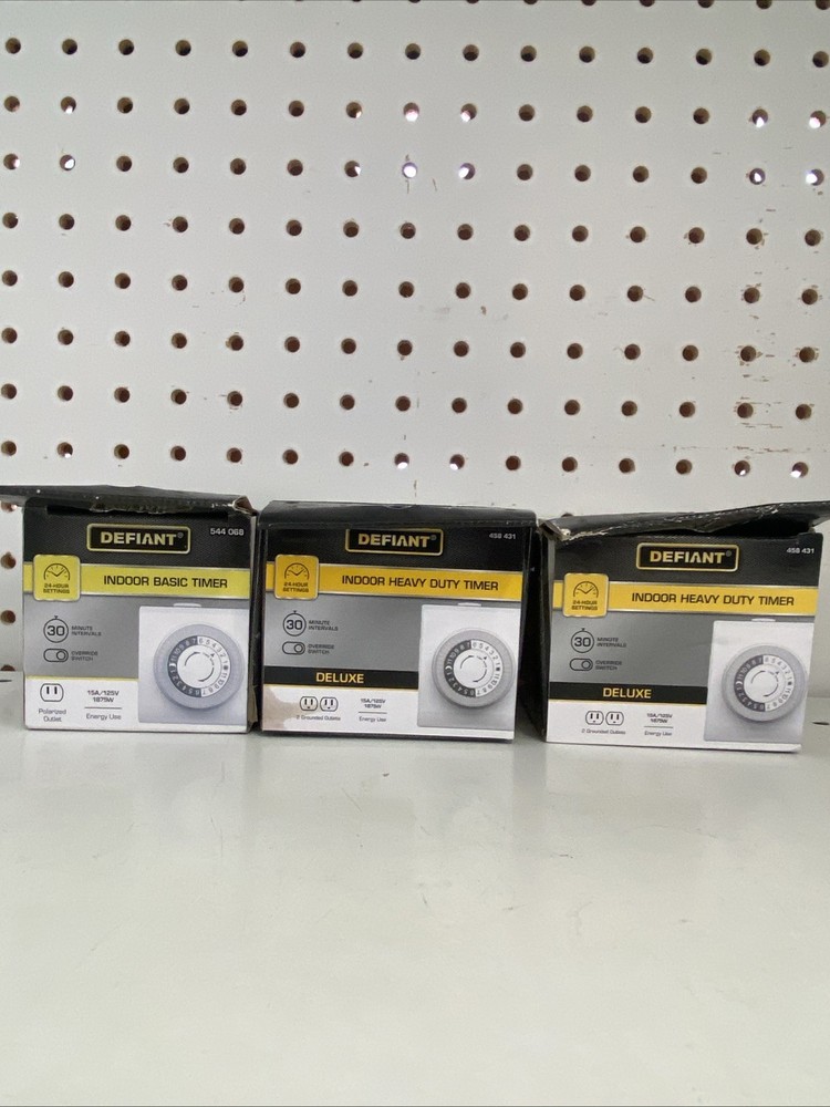Lot-3 Defiant 15 Amp 24-Hour Indoor Plug-In Mechanical Timer with Heavy Basic.