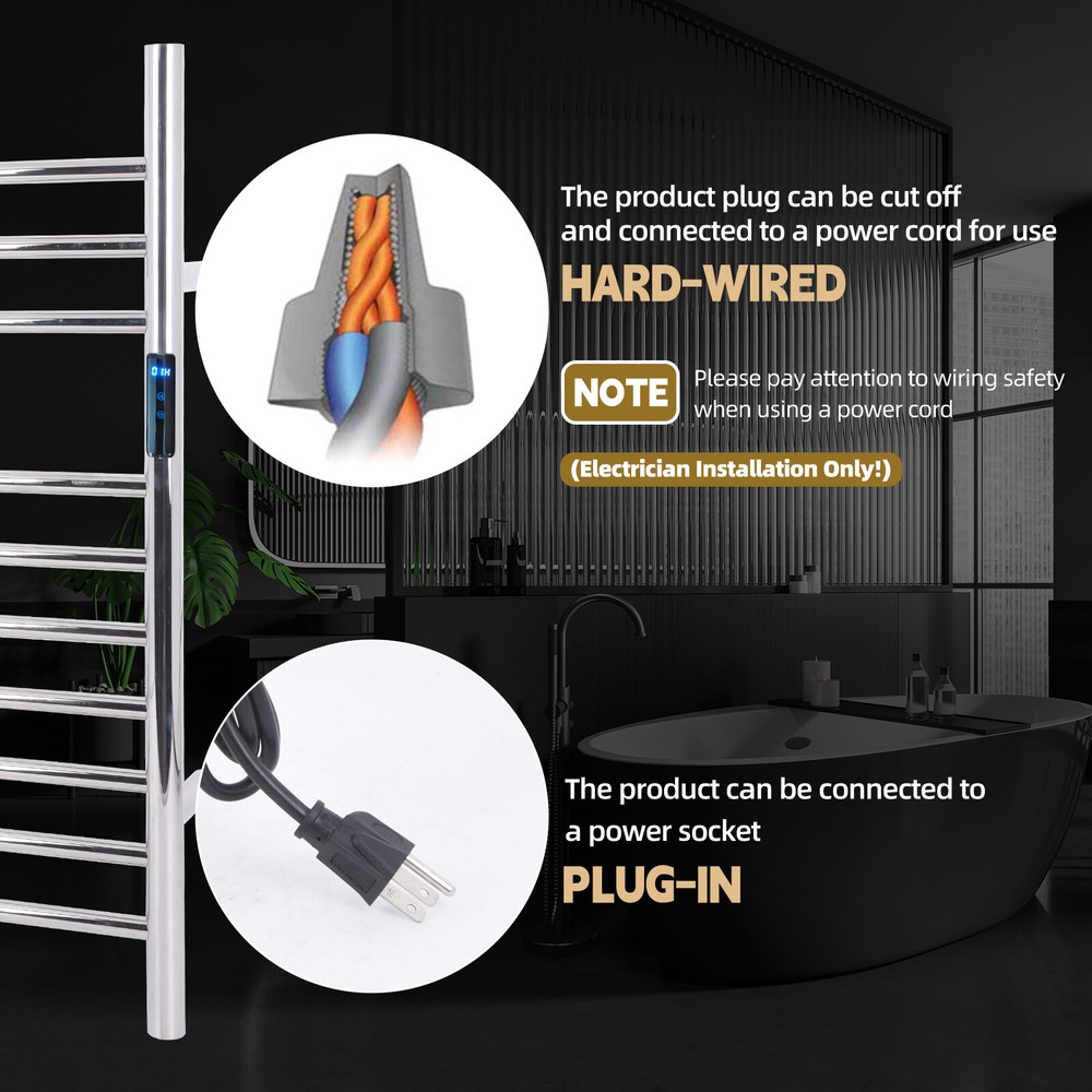 10 Bars Towel Warmer Rack Wall Mounted with Timer Temperature Control