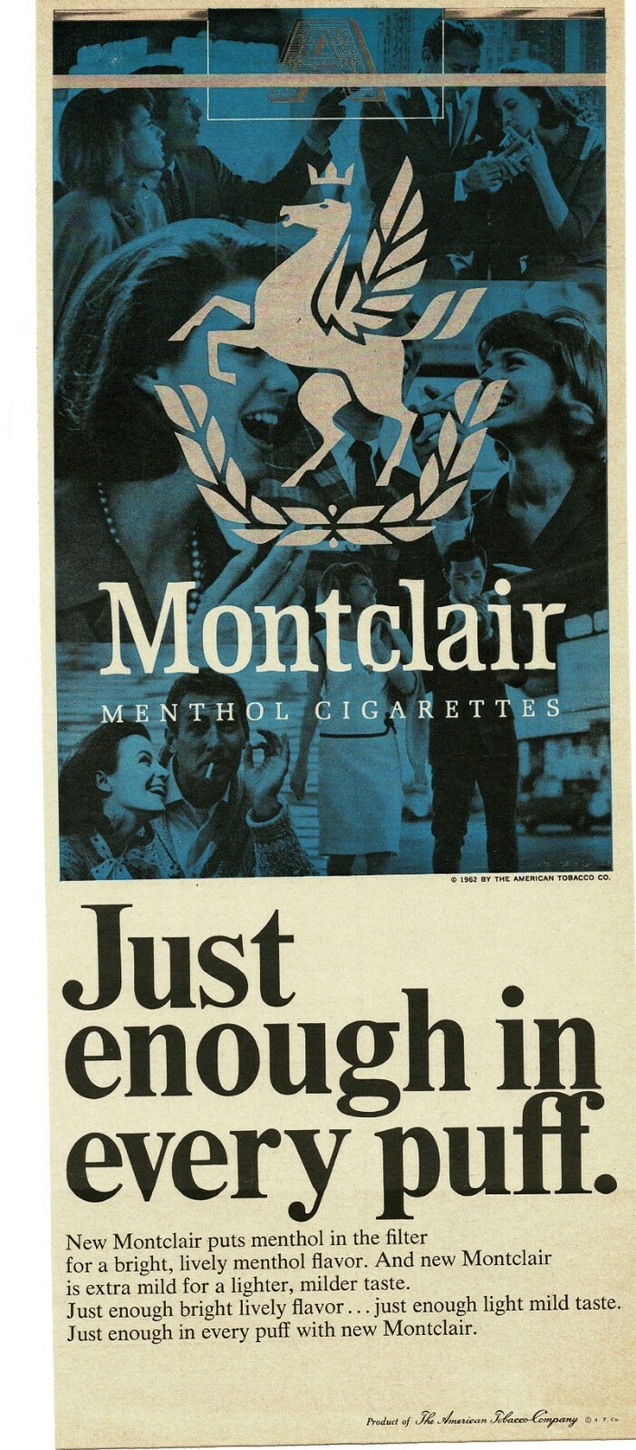 1965 MONTCLAIR Cigarettes flying horse art Vintage Print Ad