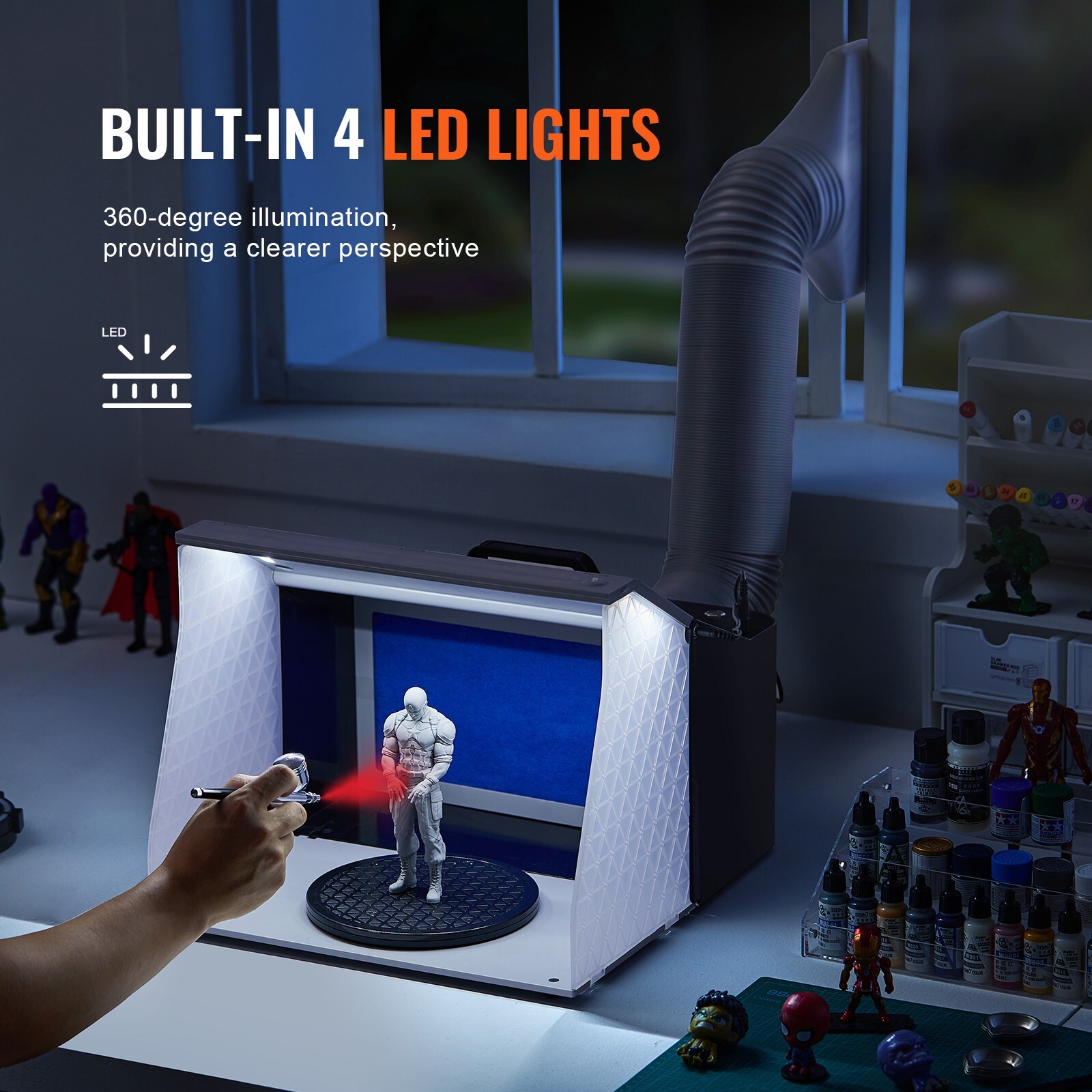 Airbrush Spray Booth Portable Hobby Airbrush Paint Spray Booth Dual Fans