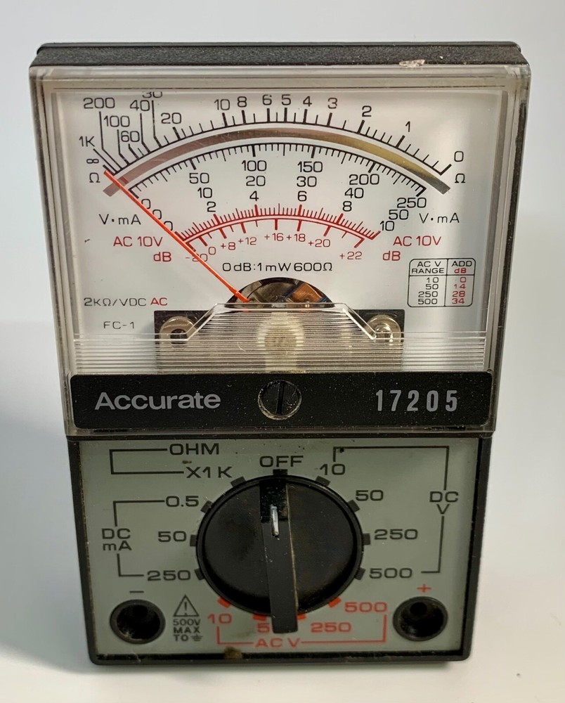 Analog Analogue Meter Multimeter Ohm Electrical Circuit Multi Tester (UNTESTED)