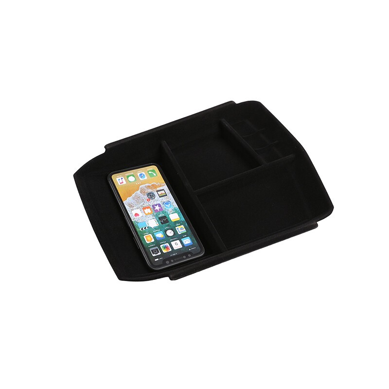 For Cadi*llac XT5 Black ABS Central Control Bottom Storage Box Suede ]