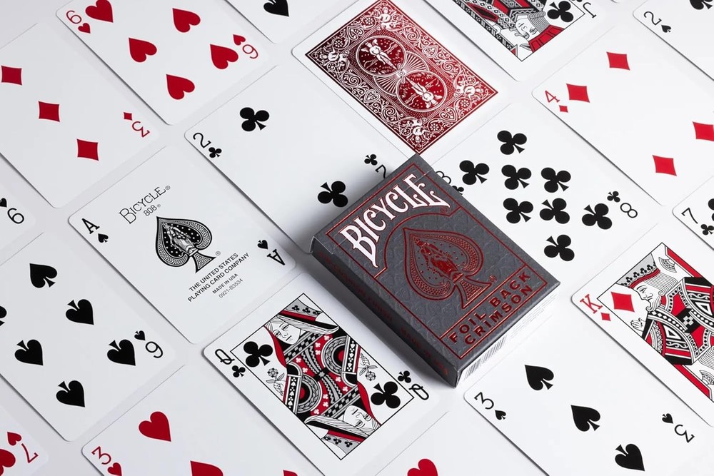 Red playing cards metallic finish premium deck