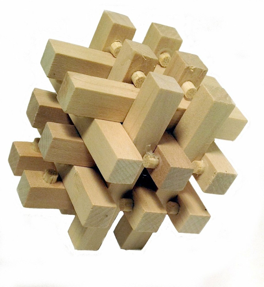 Brain Teaser Wood Interlocking Puzzles Set of 4