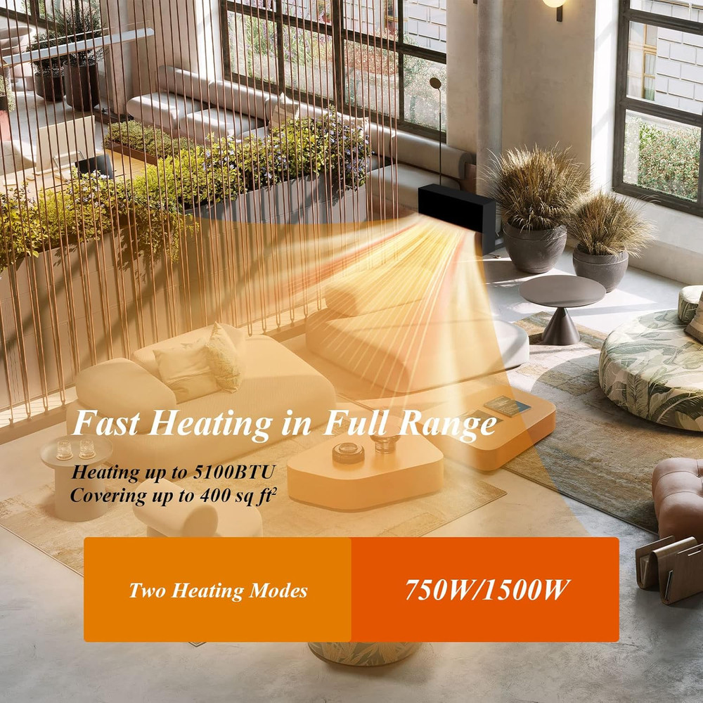 22.5" Electric Fireplace Insert with Remote & 7 Brightness Settings, 1500W