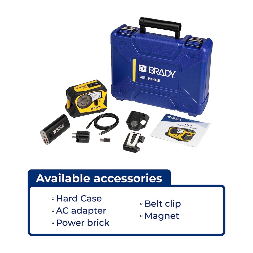 Brady M211 Portable Bluetooth Monochrome Label Printer, Yellow/Black Fast Ship