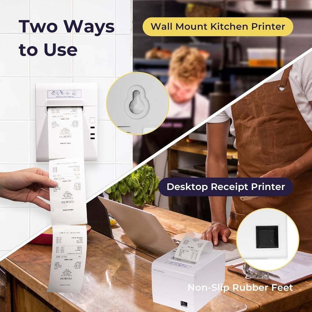 Thermal Receipt Printer, 80mm POS Printer w/Auto Cutter, USB/Ethernet Interface