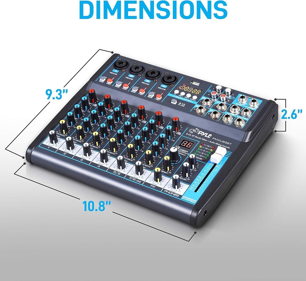 Pyle Professional Audio Mixer Sound Board Console Desk System Interface 8