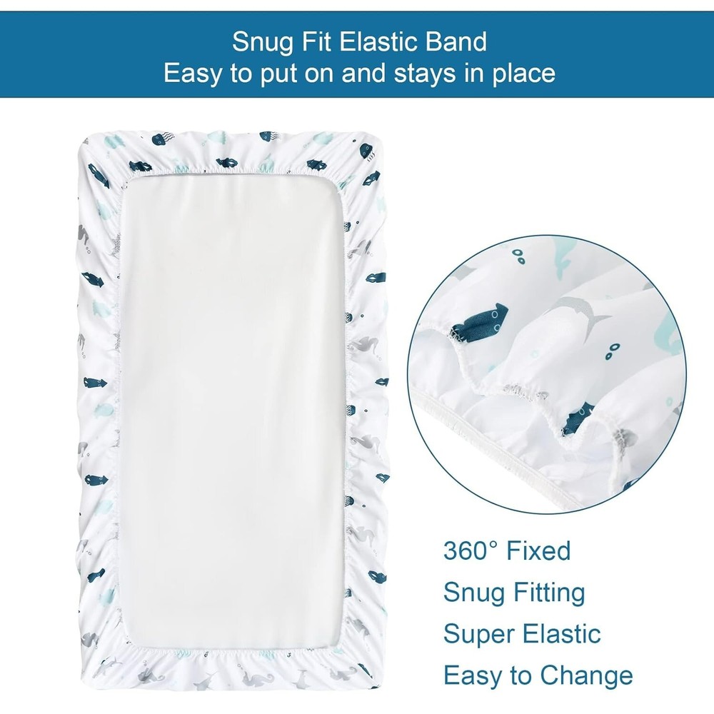 4-Pack Soft Pack 'n Play Fitted Sheets Breathable Mini Crib Sheets Fits Graco